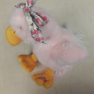 Pink easter duck bow plush